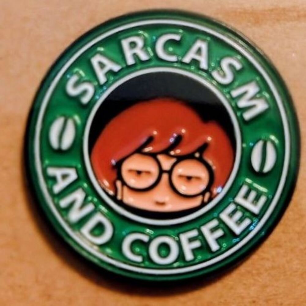 Daria Cartoon "Sarcasm And Coffee" Enamel Pin - Cartoon Comedy Accessory